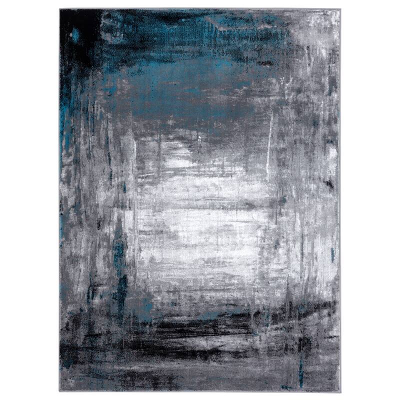 Samos Collection Abstract Area Rug - 2'1'' X 3'3'' - Blue/Grey