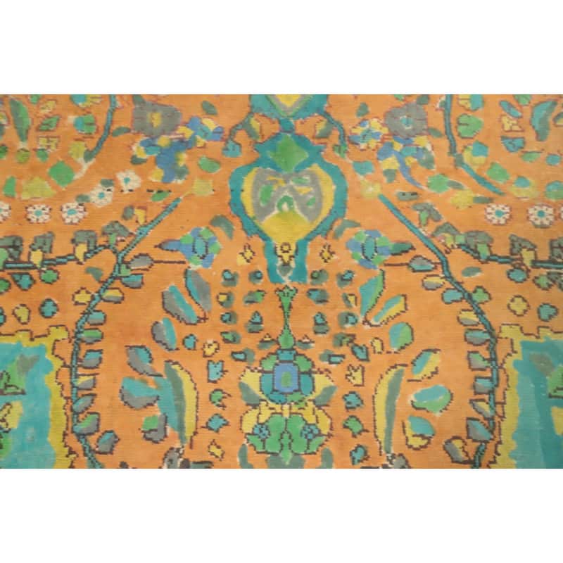Hand Knotted Oriental 100% Wool Carpet Traditional Floral Oranges & Rust Tabriz Area Rug - 9' 2'' X 6' 3''