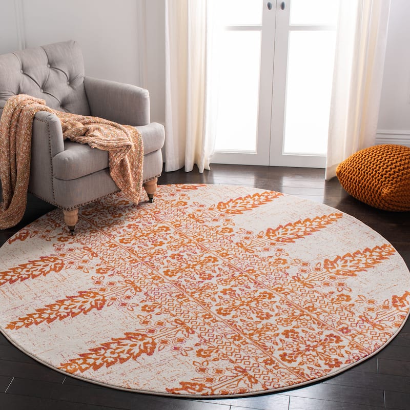 SAFAVIEH Evoke Gelinda Vintage Boho Rug - 6'7" Round - Ivory/Gold