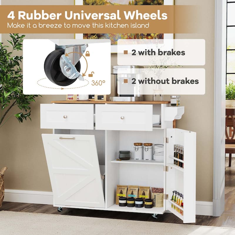 Costway Rolling Kitchen Island Kitchen Island Cart with Drop Leaf - See Details