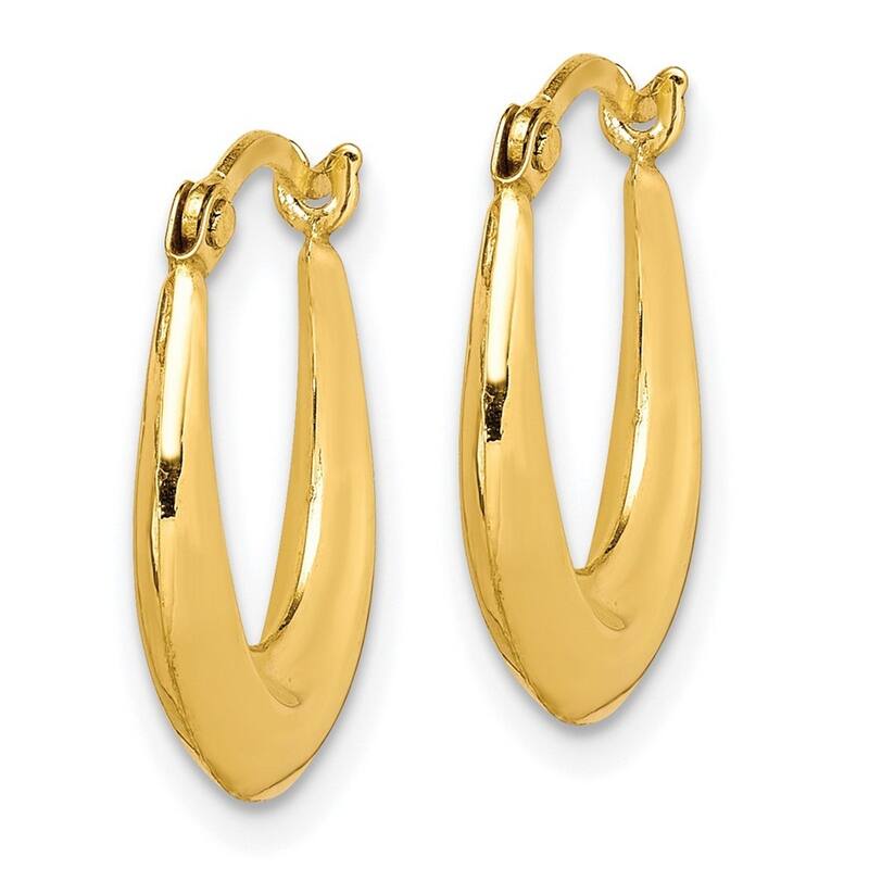 Curata 10k Yellow Gold Oval 15mm Hoop Earrings