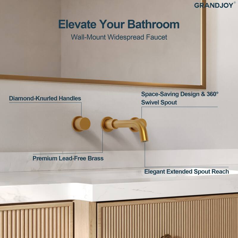 GRANDJOY 2-Handle Wall Mounted Bathroom Faucet