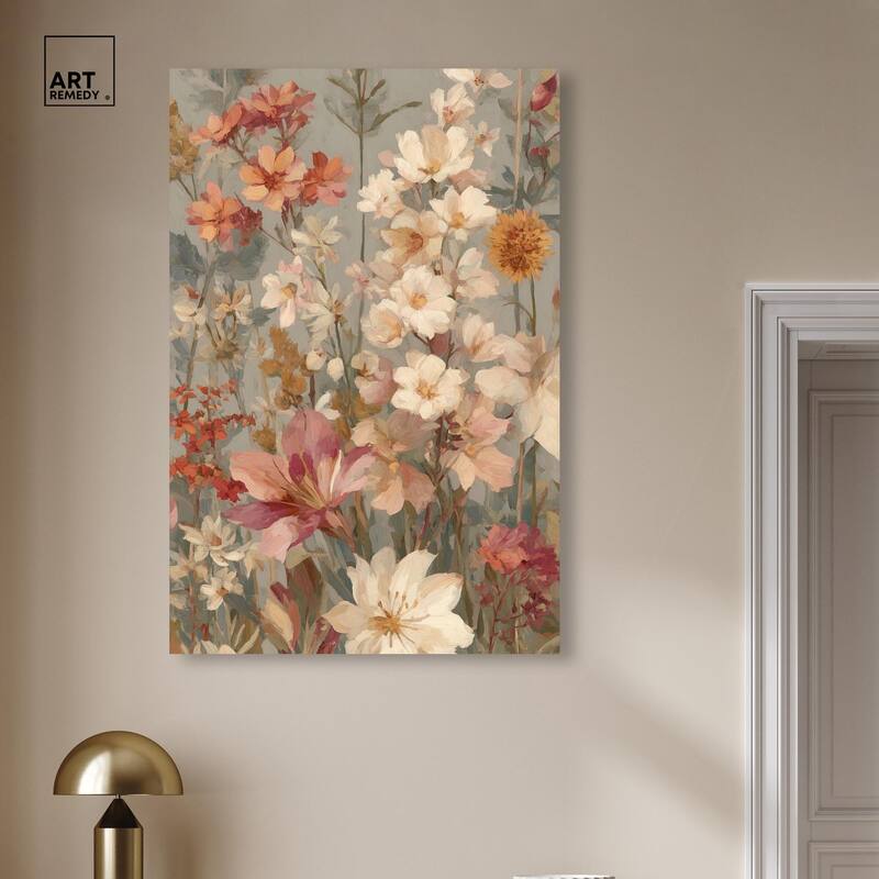 Soft Cream Wilds Canvas by Art Remedy, Gallery Wrapped