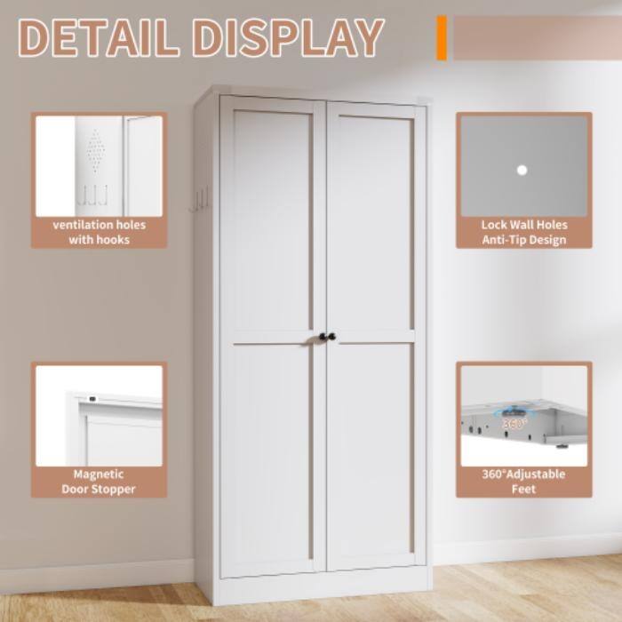 61" Heavy Duty Metal Pantry Cabinet, Freestanding Kitchen Storage with 4 Adjustable Shelves (110lb Capacity)