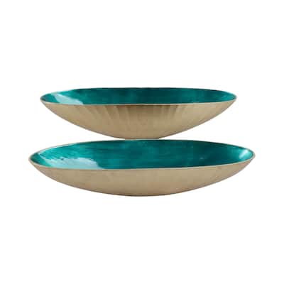 Coastal Metal Bowls with Modern Sculptural Design (Set of 2) - 23" x 7" x 5"