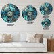 preview thumbnail 3 of 5, Designart 'Fractal Blue Flowers' Oversized Modern Wall CLock