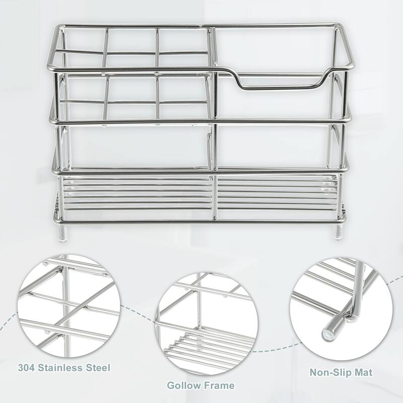 6 Slots 304 Stainless Steel Toothbrush Holder, Toothpaste Holder Stand, Bathroom Kitchen Accessories Organizer