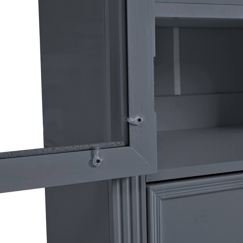 Freestanding 78" Tall Kitchen Pantry Storage Cabinet with Drop-Down Surface and Adjustable Shelves,Power Outlet for Organization