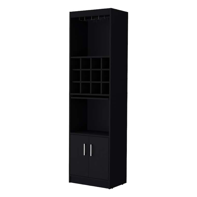 HomeRoots 71" Black Wood Bar Cabinet With Two Doors