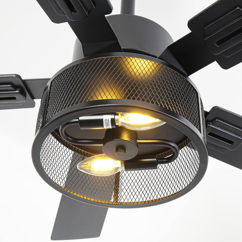 Vaczon 42" Modern Black 5-Blade Smart Ceiling Fan with Light Kit and APP Control