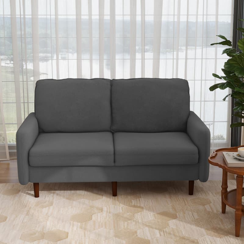Velvet Loveseat Sofa With Wood Legs