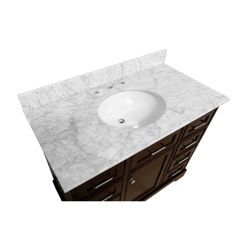 KitchenBathCollection Aria 42" Bathroom Vanity with Carrara Marble Top