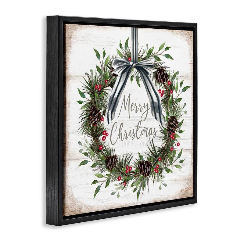 Stupell Rustic Christmas Pinecone Wreath Framed Floater Canvas Wall Art Design By Elizabeth Tyndall