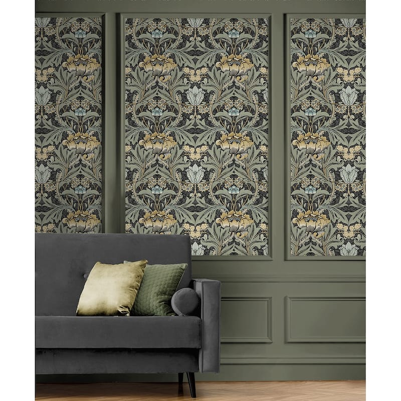 NextWall Acanthus Floral Peel and Stick Wallpaper