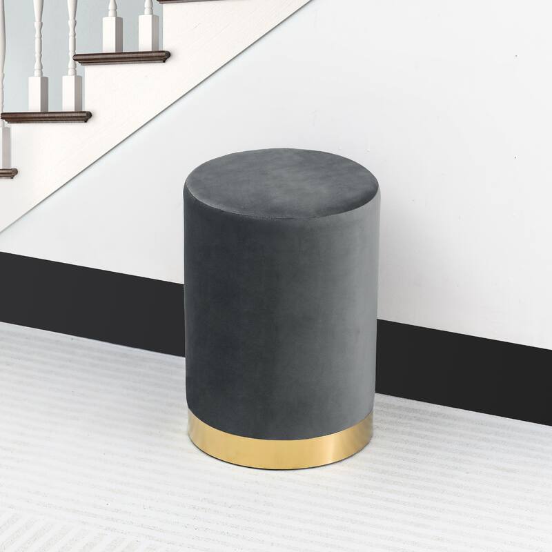 Adeco Footstool Ottoman Vanity Stool with Gold Base
