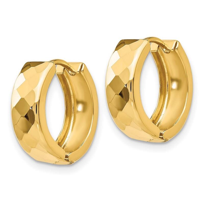Curata 14k Tri Color Gold Textured 4x14mm Hinged Hoop Earrings