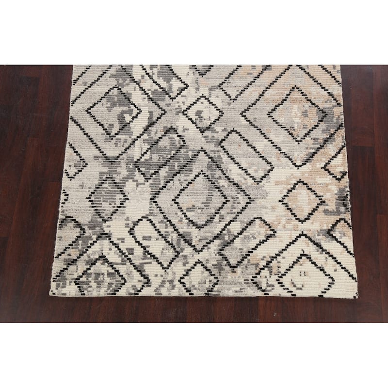 Modern Geometric Moroccan Oriental Area Rug Handmade Wool Carpet - 5'4" x 7'5"