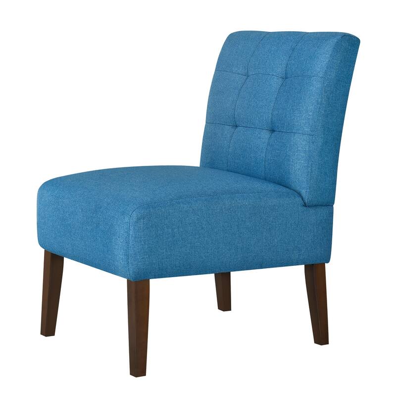 Orange Modern Armless Accent Chair - Tufted Upholstery, Wood Legs, Pin Back, Multi-Scene Fabric Side Chair