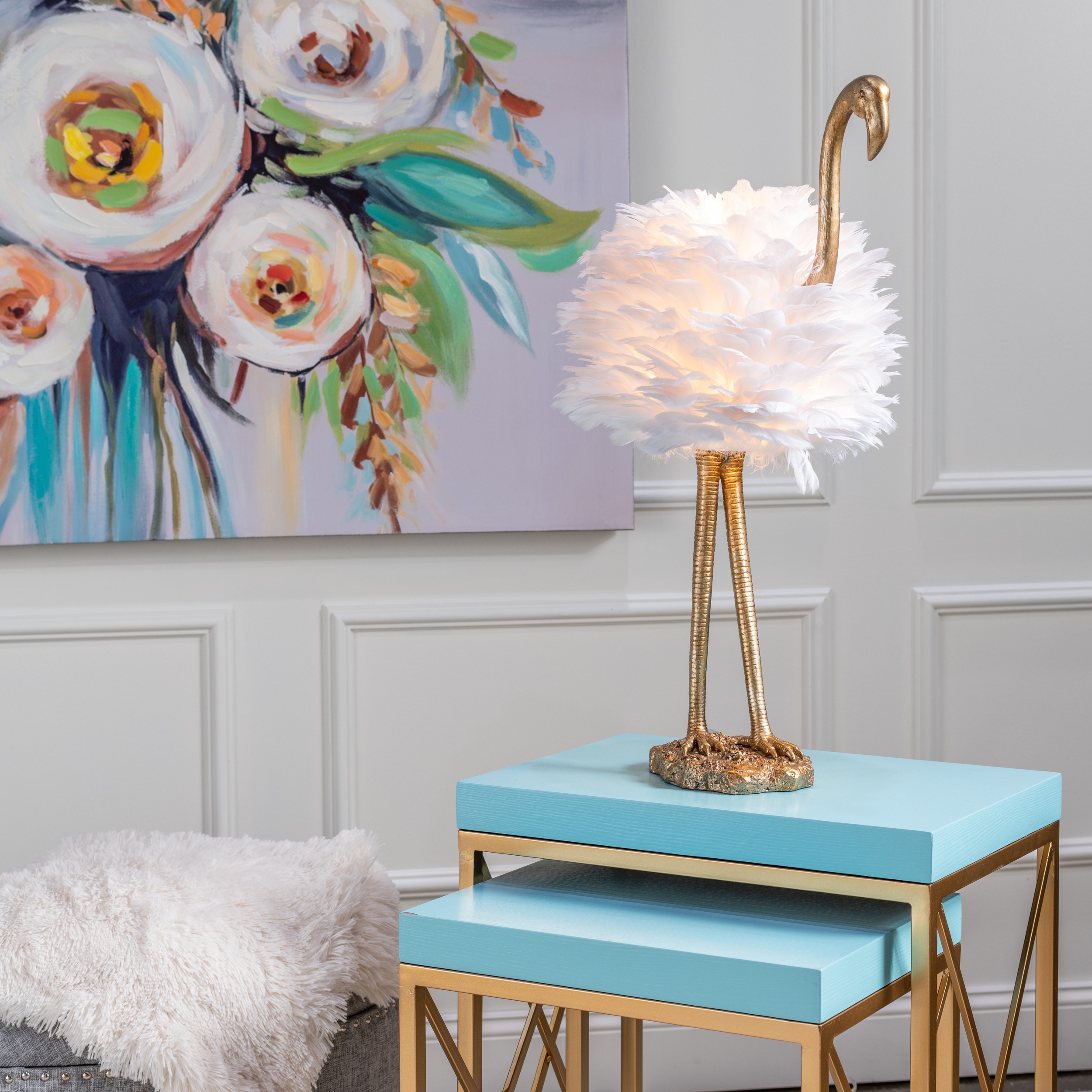 Charleston Flamingo Table Lamp White
