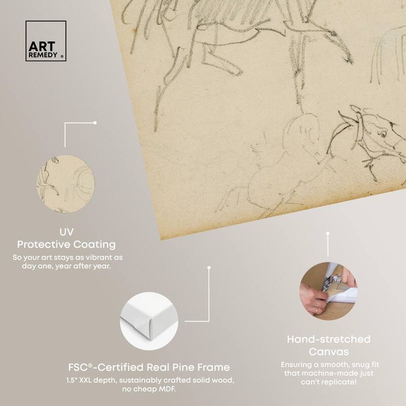 Gericault - Three horse studies Canvas by Art Remedy, Gallery Wrapped