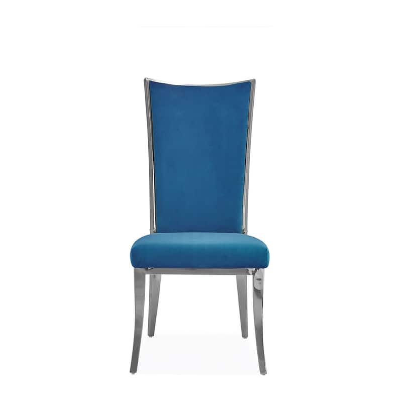 Massimo Silver Stainless Steel Dining Chair - Dark Blue