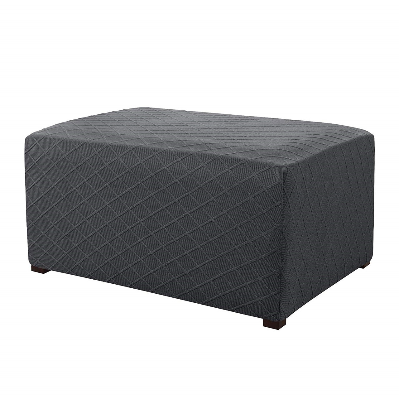 Enova Home Ultra Soft Rhombus Jacquard Polyester Stretch Fabric Ottoman Slipcover