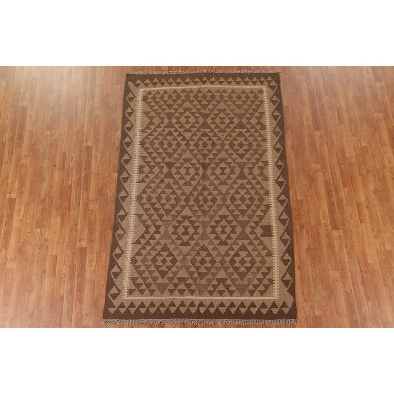 Tribal Kilim Oriental Area Rug Hand-woven Wool Carpet - 5'2" x 8'0"