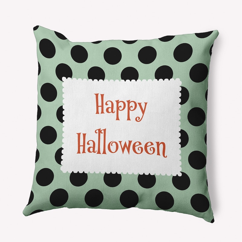 Halloween Happy Halloween Dots Indoor/Outdoor Throw Pillow - 20" x 20" - Mint Green