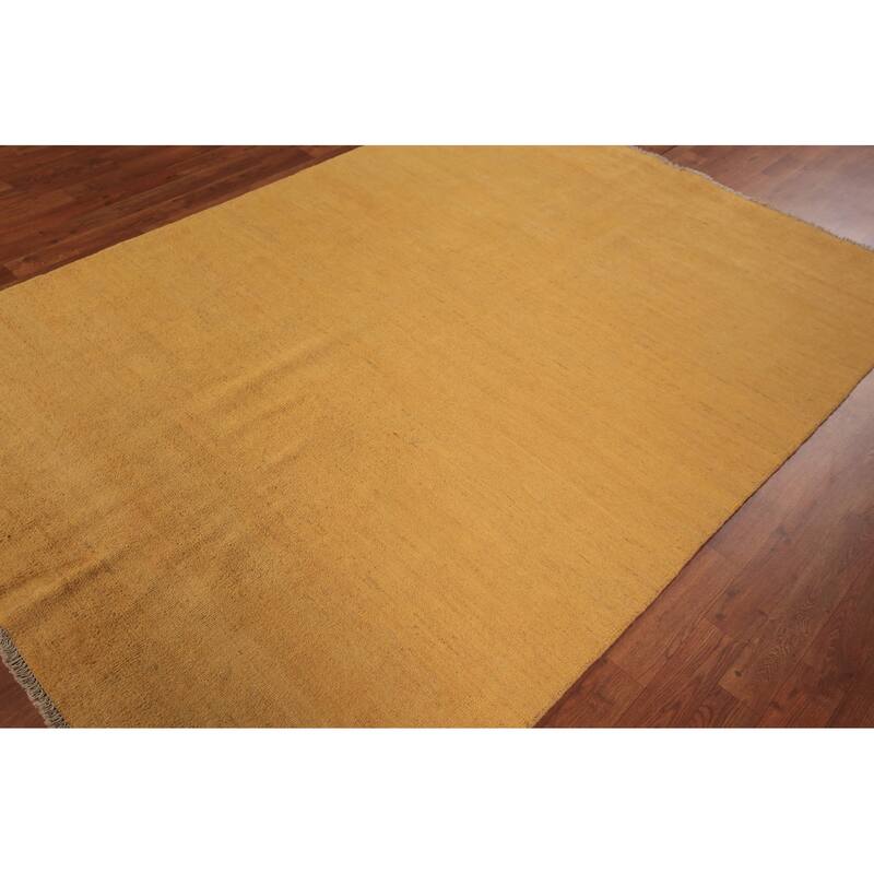 Modern Yellow Gabbeh Oriental Area Rug Hand-Knotted Wool Carpet - 5'6" x 7'8"