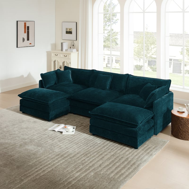 Cloud Chenille Upholstered Modular Sectional Sofa with DIY Combination Design