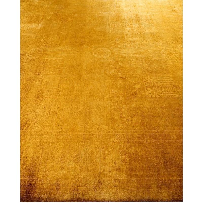 Overton Hand Knotted Wool Vintage Inspired Modern Contemporary Overdyed Gold Area Rug - 8' 1" x 10' 6"