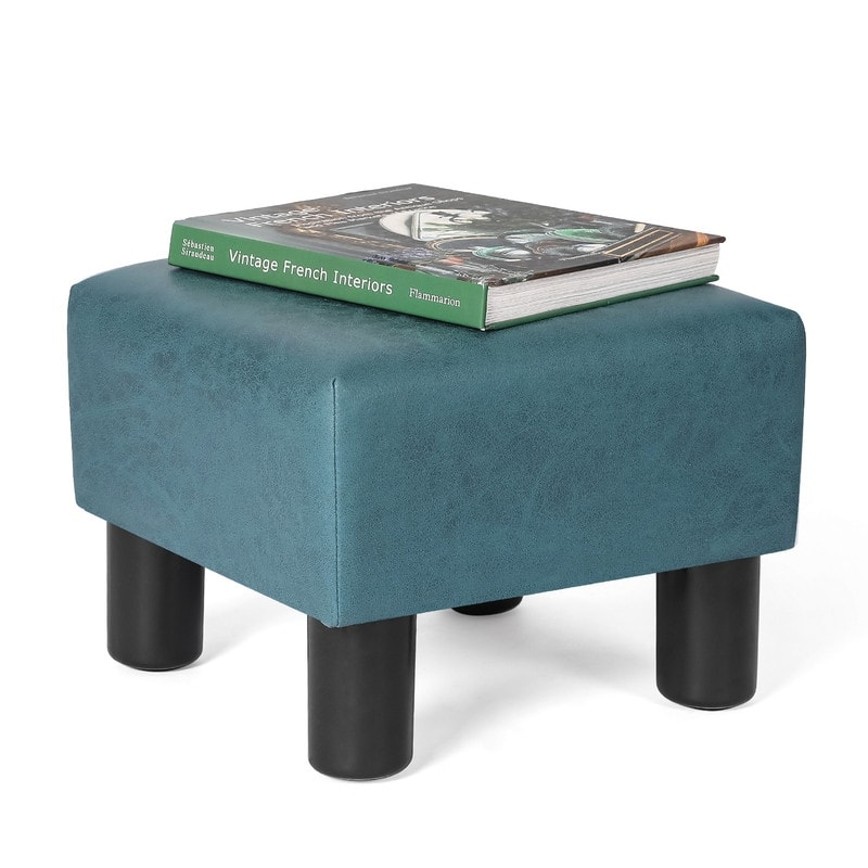 Adeco Footrest Small Square Ottoman Fabric Modern Seat Chair Footstool