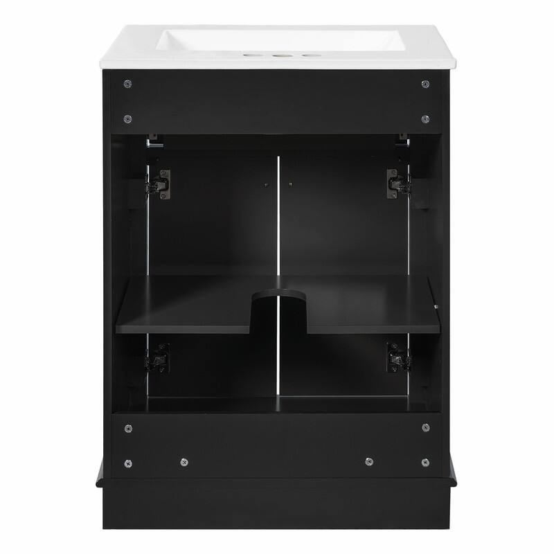 24" Bathroom Vanity with Integrated Ceramic Sink, Cabinet with 2 Doors and 1 Tip-Out Drawer, Single Sink Vanity