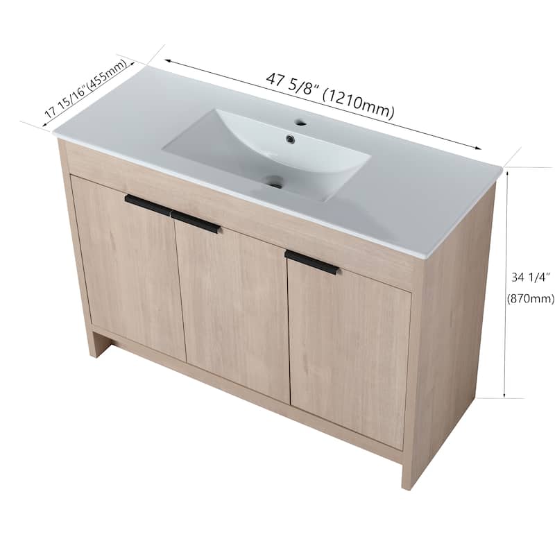 BNK 24/30/36 inch Freestanding Single Sink Bathroom Vanity with Soft Close Door and 1 adjustable shelf