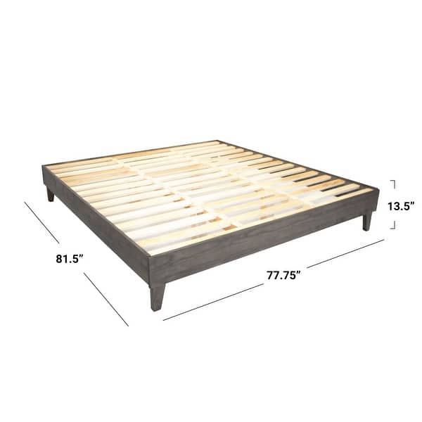 dimension image slide 6 of 30, Kotter Home Solid Wood Mid-century Modern Platform Bed