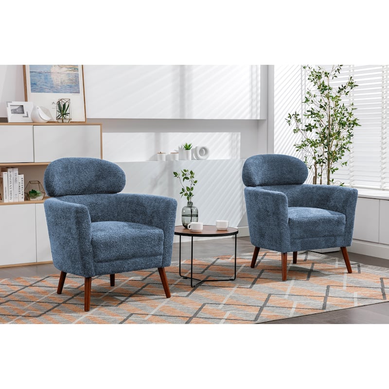 Porthos Home Rhys Sherpa Fabric Accent Barrel Chair with Rubberwood Legs