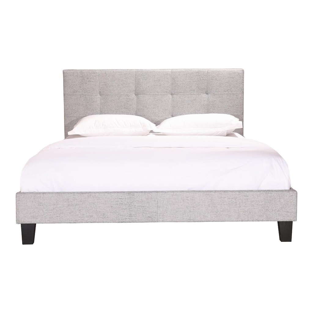 King Size Bed Frame Grey Fabric Upholstered Bedroom Furniture Modern Design