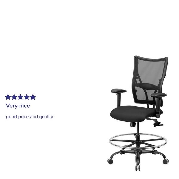 Big Tall 400 Lb Rated Mesh Ergonomic Drafting Chair W Adjustable Arms Overstock 10633666