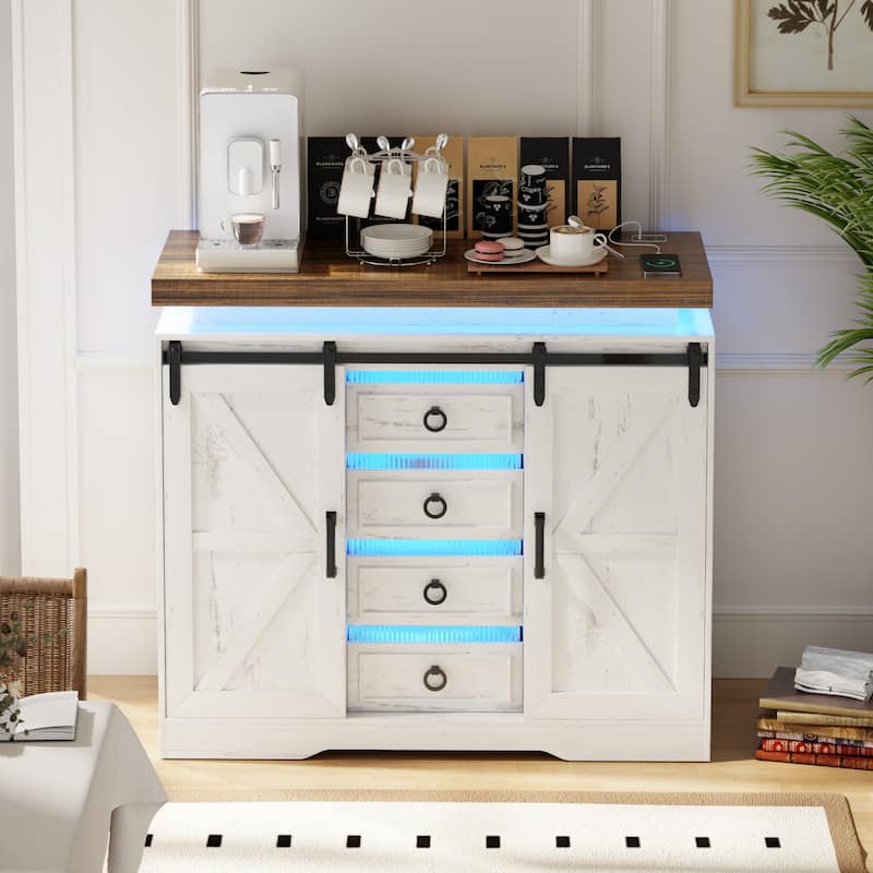 5 Drawer Accent Cabinet With Led Light - N/A - White
