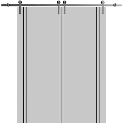 Sturdy Double Barn Door 36 x 80 with Planum 0016 Grey Matte with 13FT