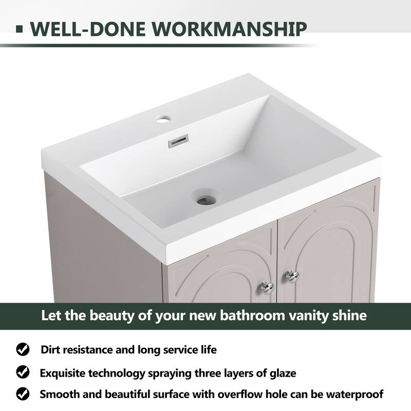 24" Freestanding Bathroom Vanity with Resin Sink