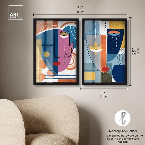 dimension image slide 5 of 18, Abstract Mask Series Living Room Set Shadowbox Print by Art Remedy