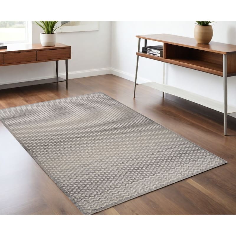 Boco Distressed Stain Resistant Woven Durable Area Rug By HomeRoots - 4' X 6' - Gray and Beige - Rectangle