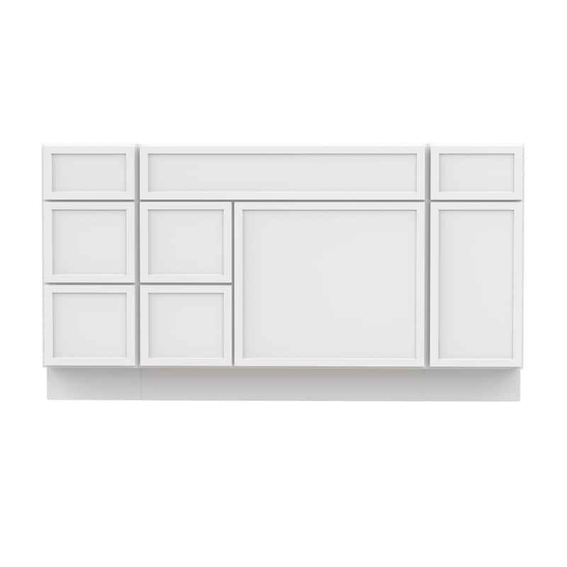 Vanity Art 60" Birch Freestanding Bathroom Vanity Cabinet without Top