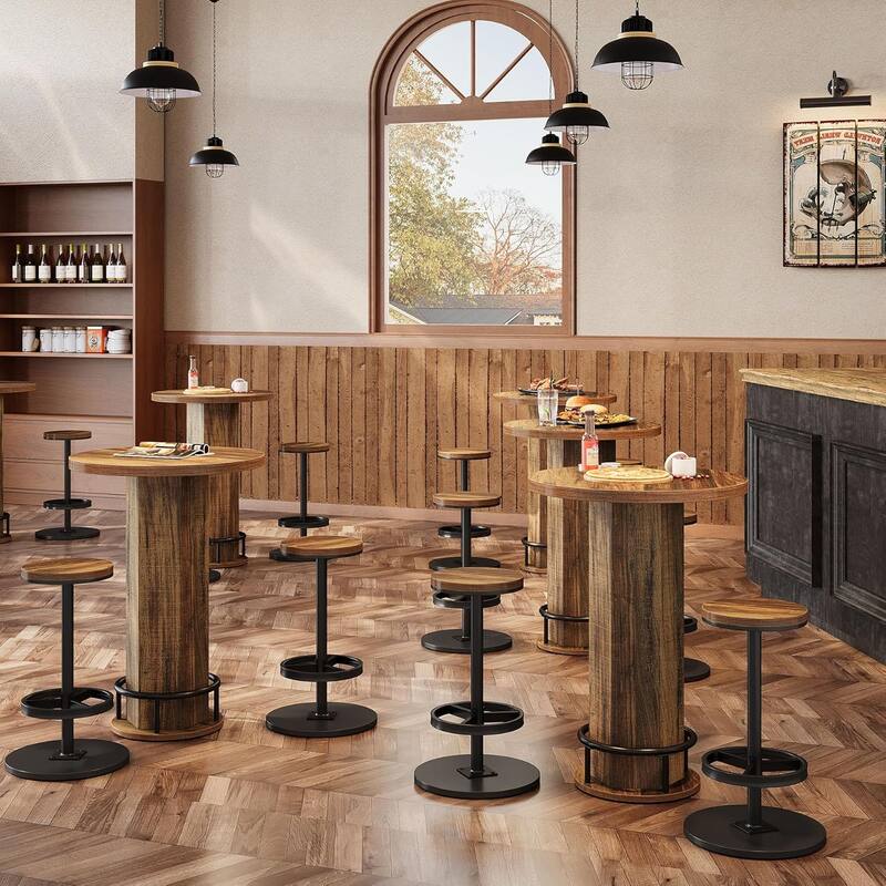 3-Piece Dining Table Set, Small Round Kitchen Table with 2 Chairs for Small Space, Apartment, Bistro