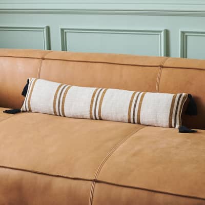 SAFAVIEH Home Julieta 8W x 36L-inch Brown/Camel Cotton Bolster Pillow