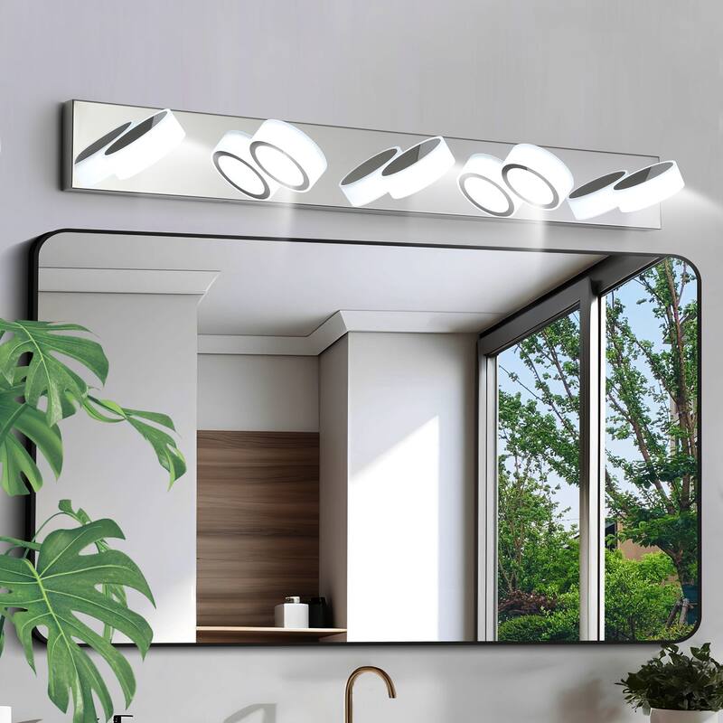37" Modern 5-Light LED Vanity Light Fixture - with Acrylic Light Shades - Energy-Efficient Bathroom Wall Sconce