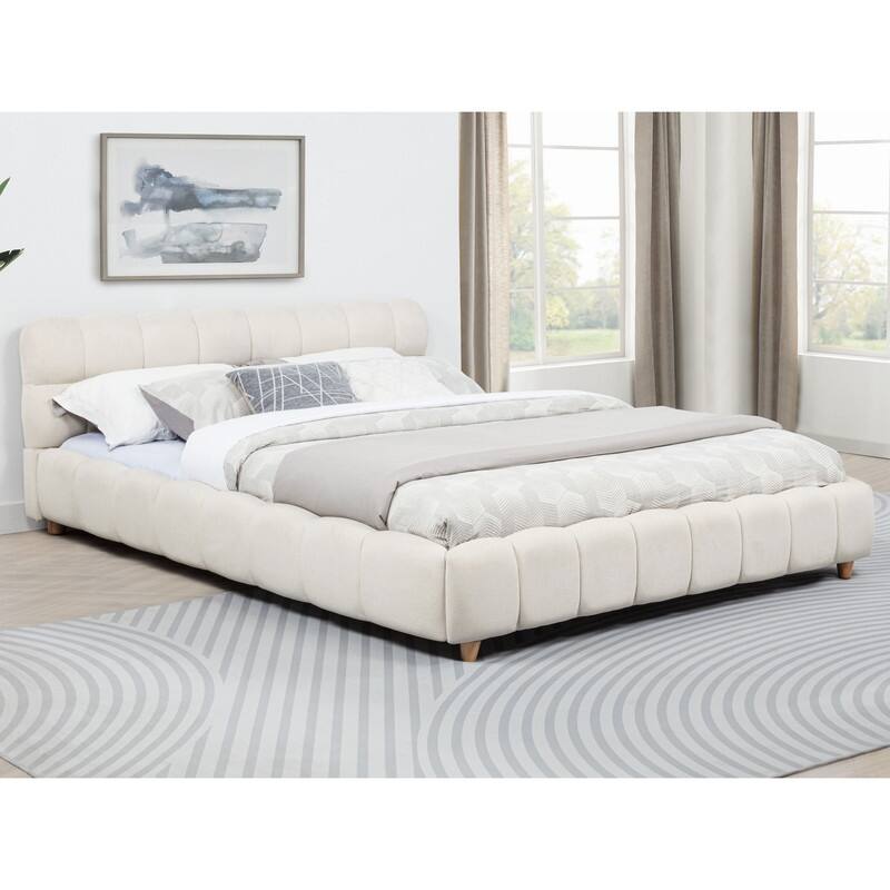 Best Master Furniture Maelle Burlap Upholstered Tufted Platform Bed - Beige
