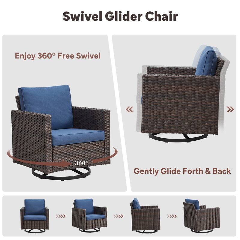 5 Pieces Pocassy Glider Chairs Ottomans with Side Table