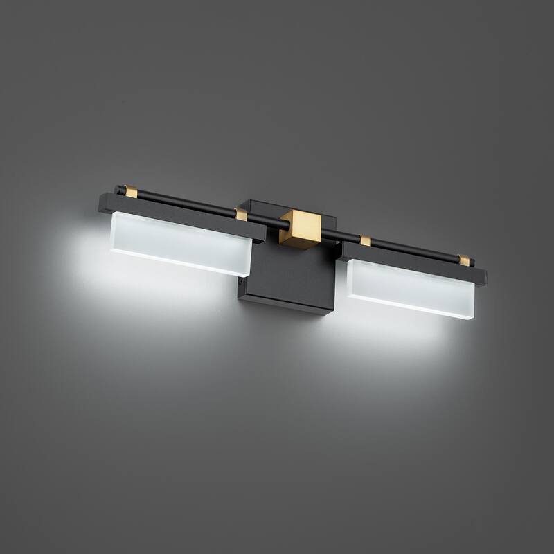 Two Fold 20in LED Bath Vanity & Wall Light 3000K in Black Aged Brass